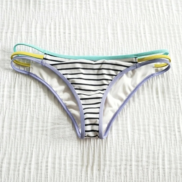 Victoria's Secret Swim BIKINI Bandeau 32B XS Black White Colorblock Striped 84Z - Picture 3 of 11